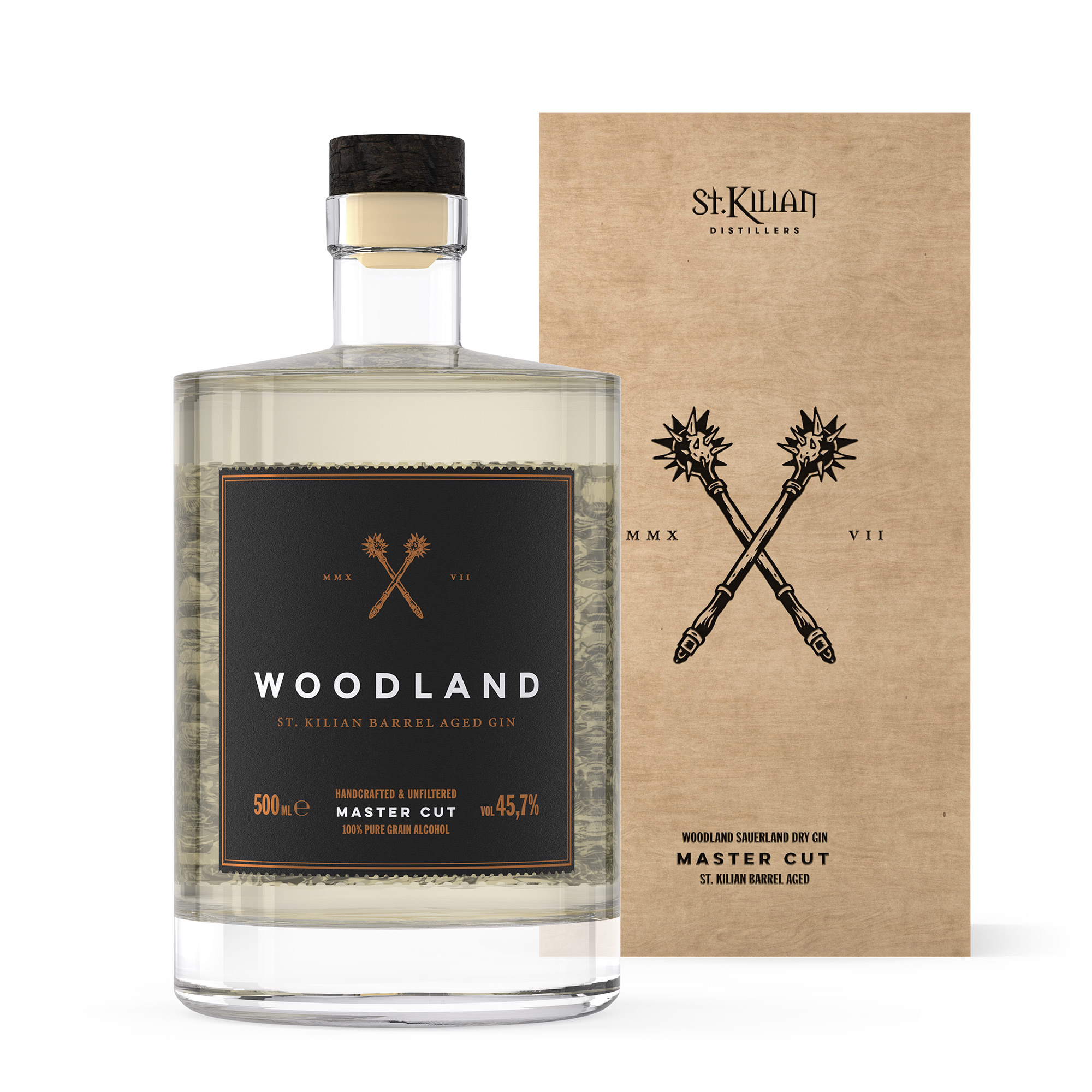 Woodland Sauerland Dry Gin Master Cut Woodland Sauerland Dry Gin Master Cut Flasche mit Holzkiste